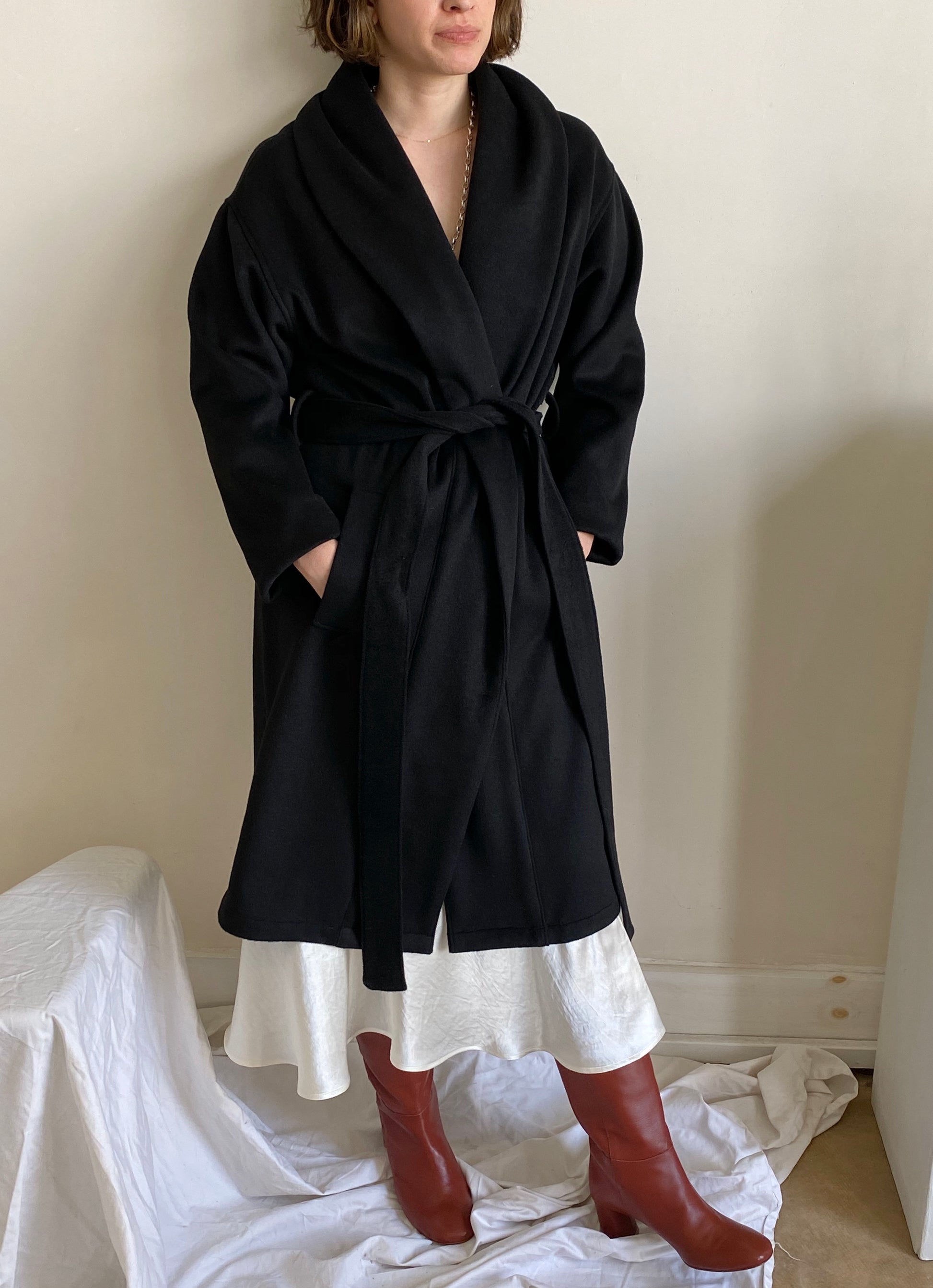 robe coat | camel & black