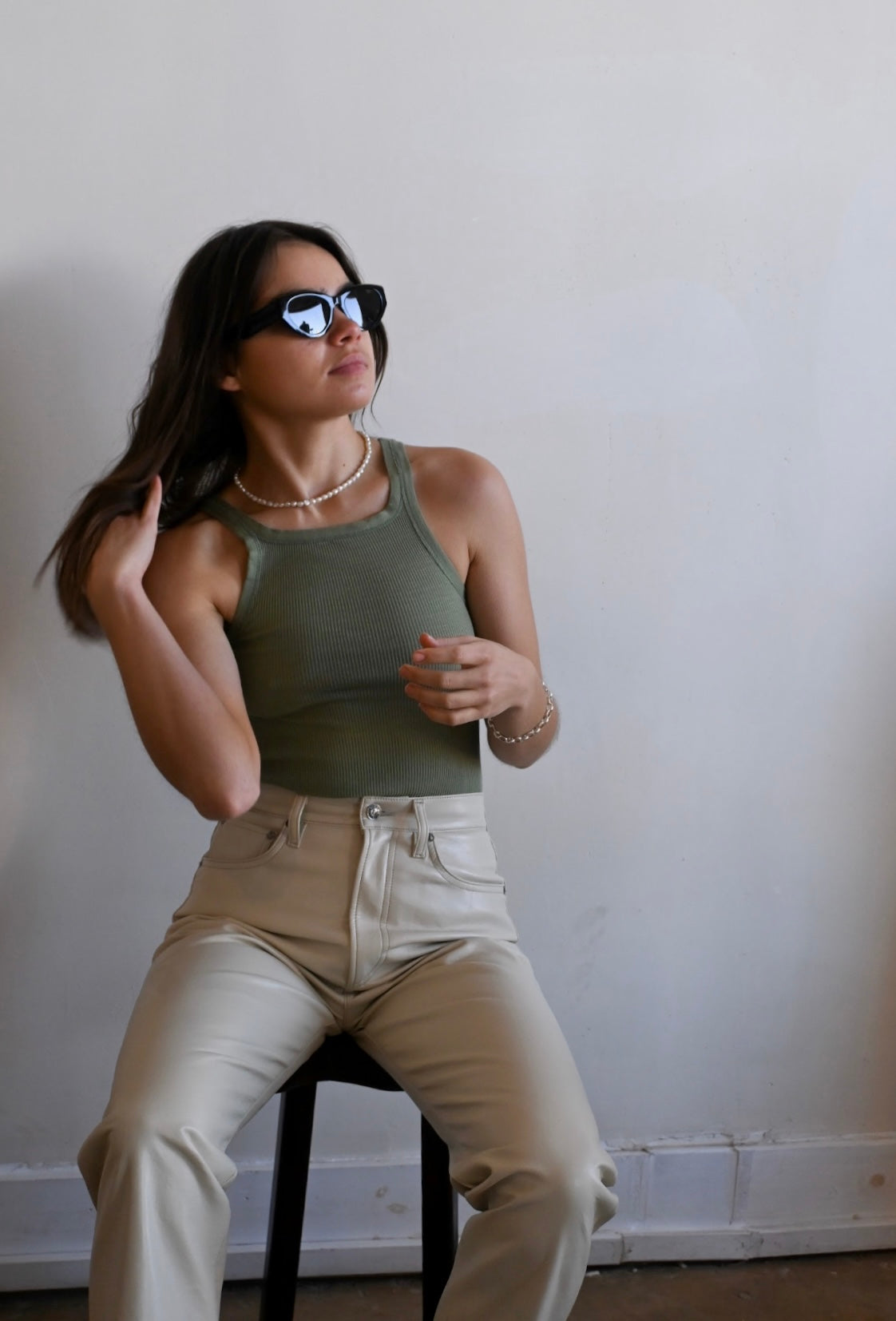 the verona tank | vintage olive green rib knit tank top
