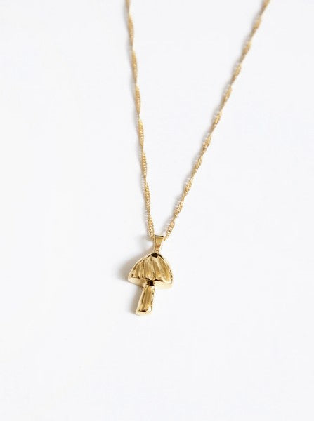 mushroom charm necklace | gold