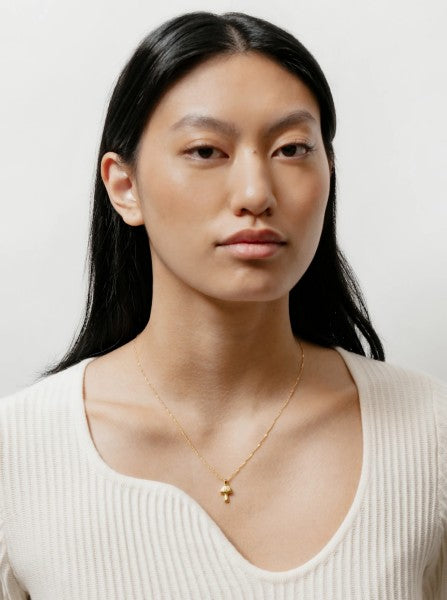 mushroom charm necklace | gold